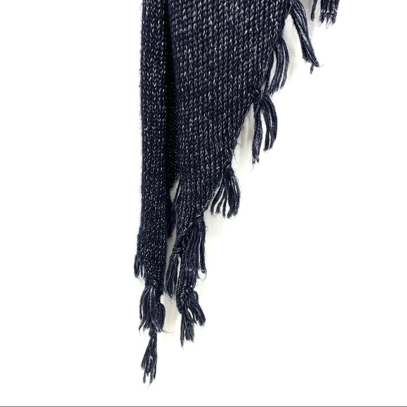 White House Black Market Navy Blue Metallic Fleck  Sweater With Removable Scarf - Picture 12 of 16